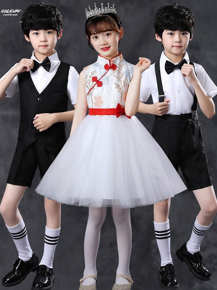 。六一儿童节表演服装新款大合唱演出服朗诵比赛礼服女童蓬蓬裙男