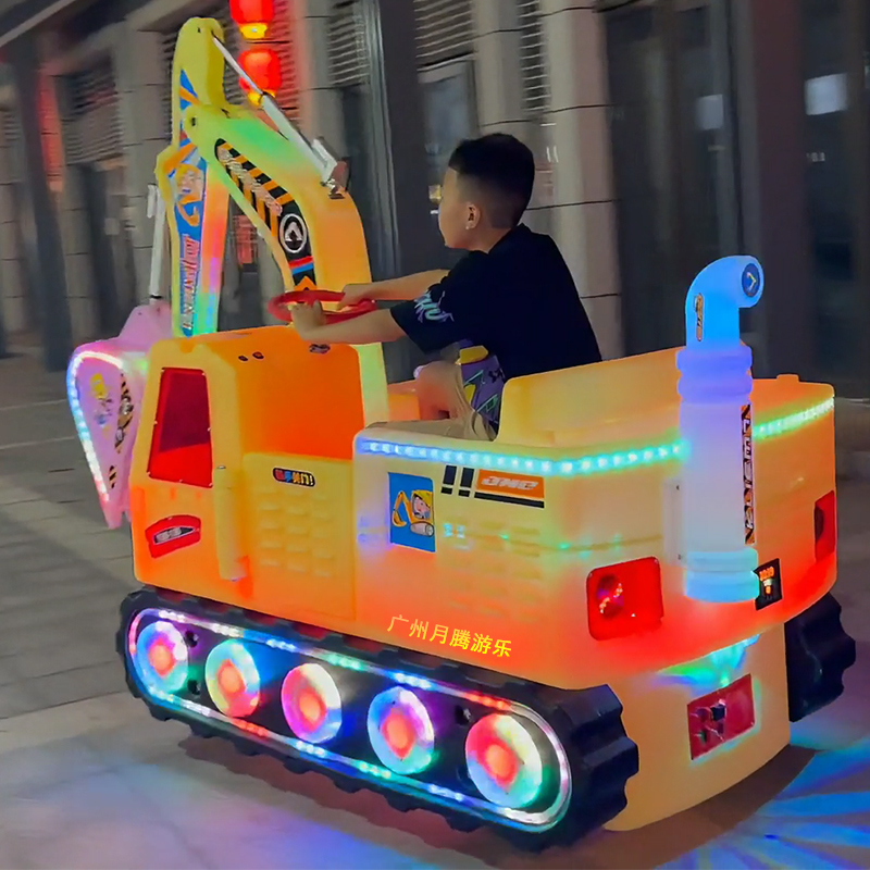 广州月腾游乐厂家直销 挖土机广场玩具电动车 景区设备双人碰碰车