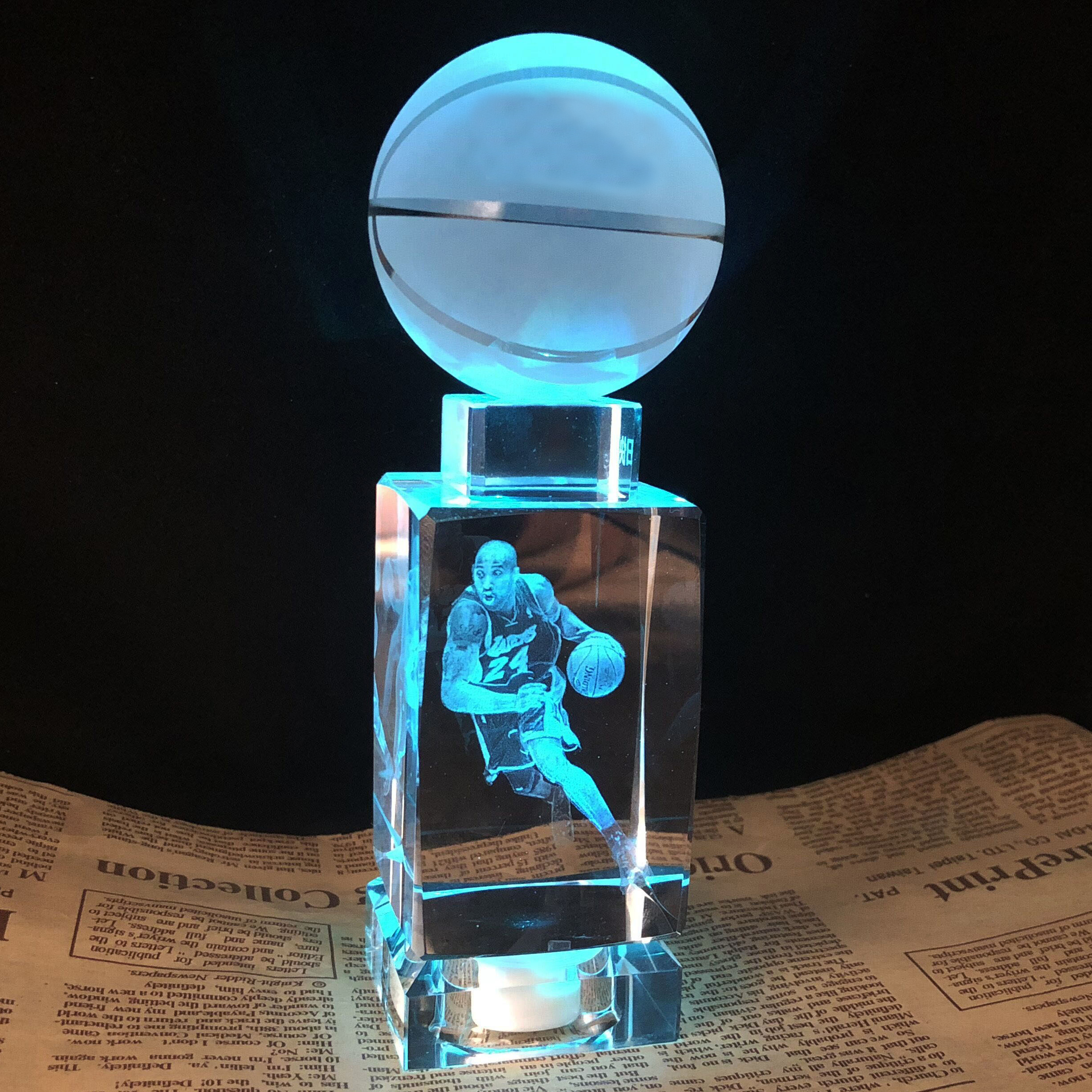 篮球礼物球星家居刻字科比库里奖杯詹姆斯篮球水晶灯定制麦迪摆件