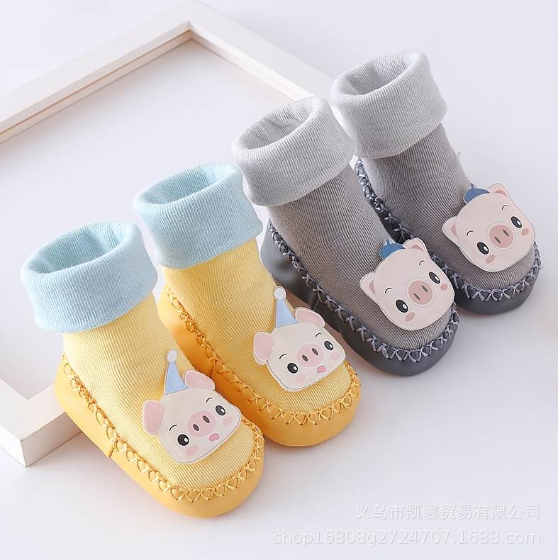 婴儿地板袜儿童0--1岁宝宝学步鞋袜卡通精梳棉新生儿袜子秋冬l22