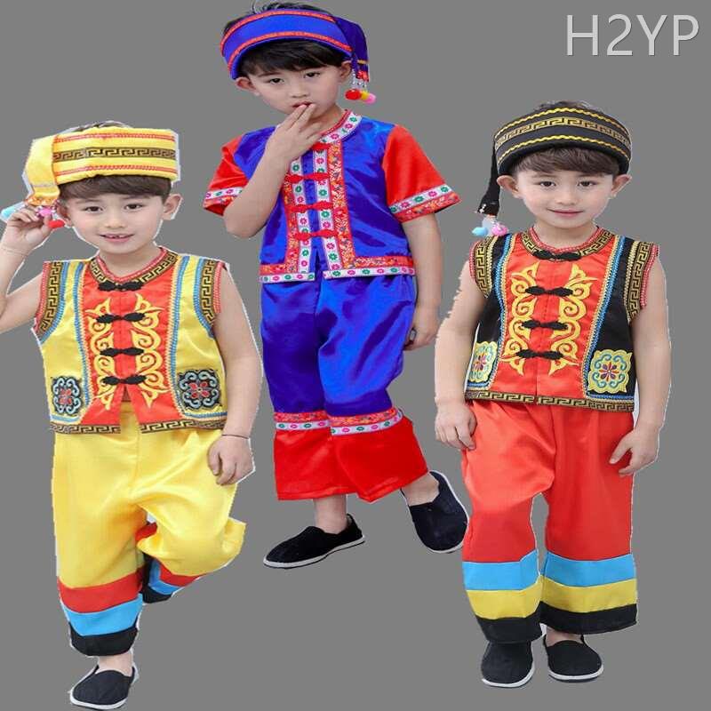 六一傣族儿童男童少数民族舞蹈服云南佤族葫芦丝小男孩表演出服装