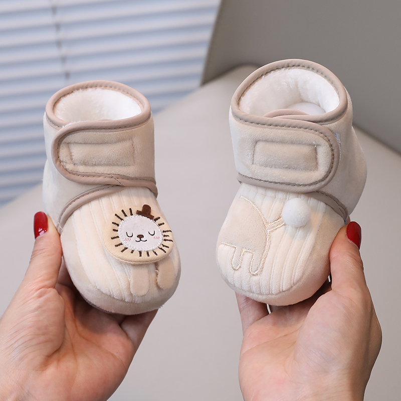 婴儿鞋冬季加绒保暖棉鞋厚软底步前鞋3-6-12个月8宝宝防掉鞋0-1岁