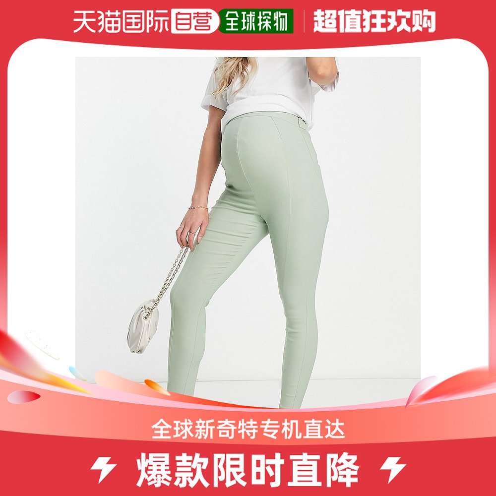 香港直邮潮奢 ASOS 女士设计孕妇装高腰紧身裤(卡其色)