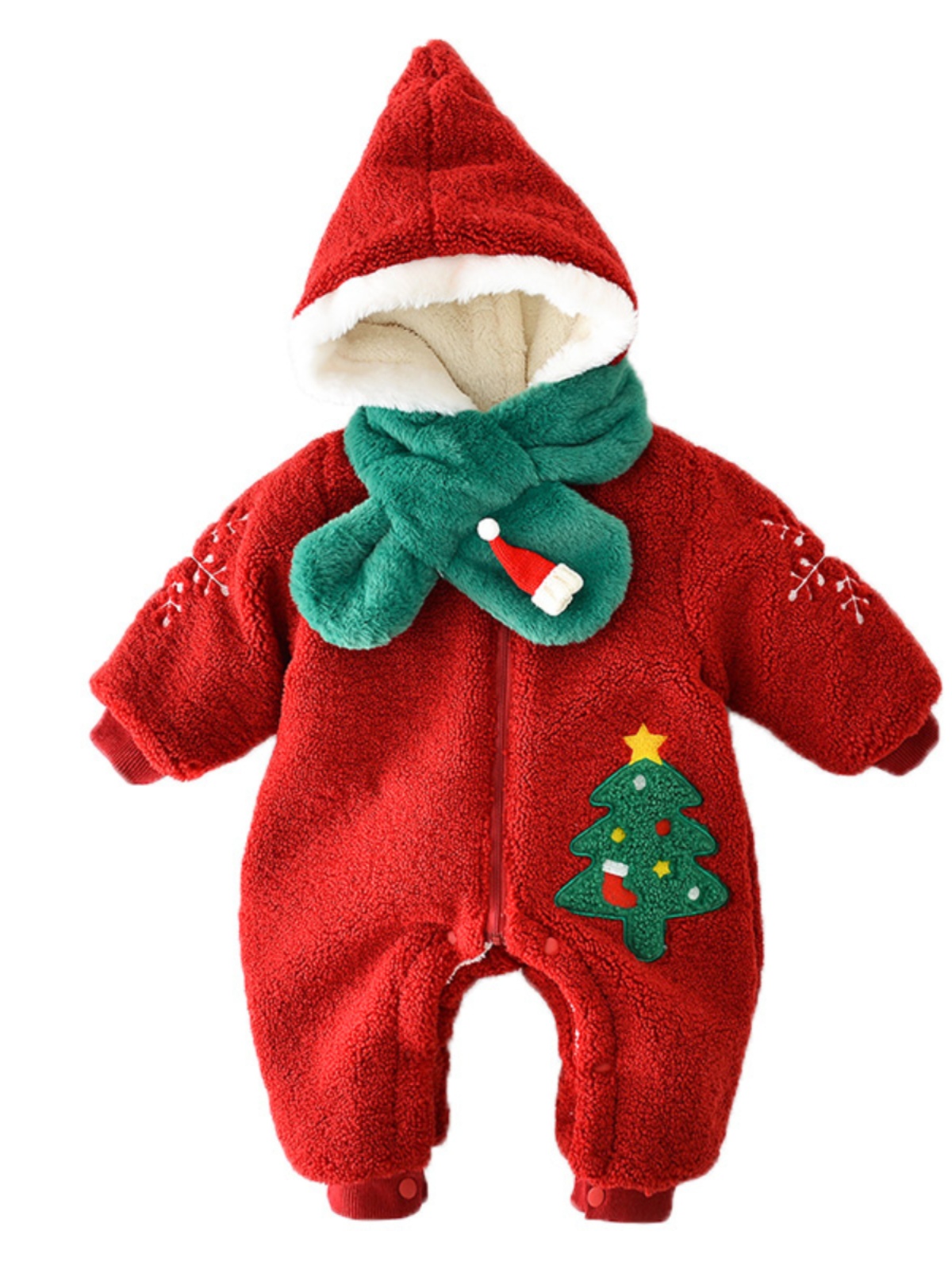 定制婴儿冬装衣服新生男宝宝圣诞服连体衣棉服外出服新年套装拜年