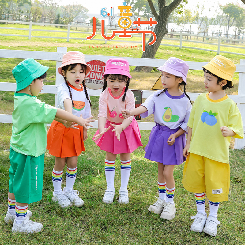 六一儿童表演服装幼儿园舞蹈演出服小学生啦啦队糖果色毕业照班服