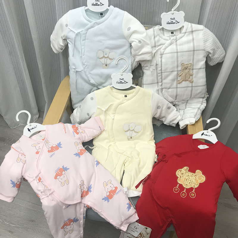 新生婴儿衣服纯棉加厚0-3个月初生儿连体衣宝宝秋冬套装薄夹棉衣