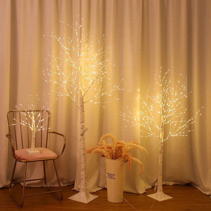 白桦树LED彩灯ins网红卧室布置房间发光树氛围装饰夜灯床头落地灯