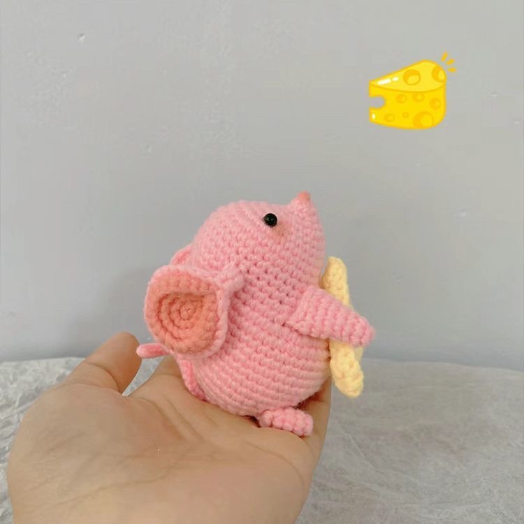 毛线钩针奶酪的小老鼠编织diy材料包手工自制可爱包挂件钥匙扣