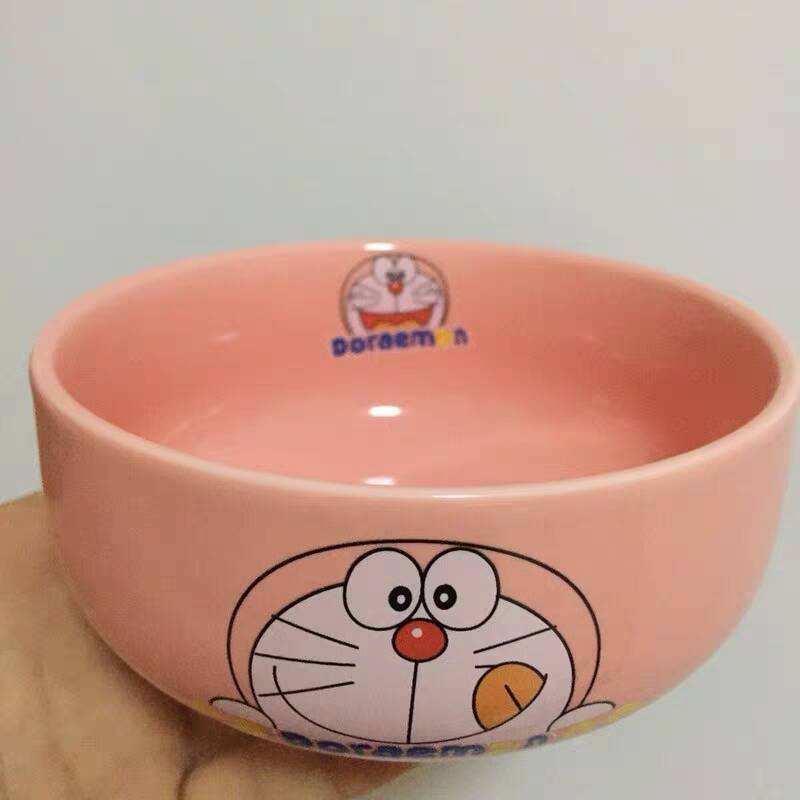 好看的哆啦a梦泡面碗 可爱卡通儿童陶瓷吃饭碗单个学生吃面条大碗