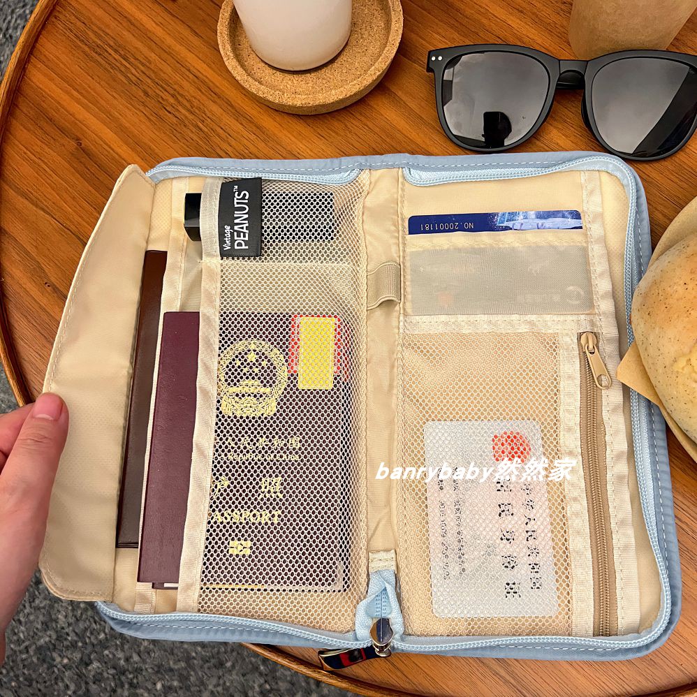 日系可爱卡通史努比手账包多功能资料证件票据收纳包护照包