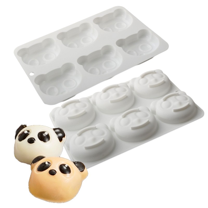 6连熊猫小熊辅食米糕硅胶模具烘焙蛋糕手工皂石膏模蜡烛滴胶模