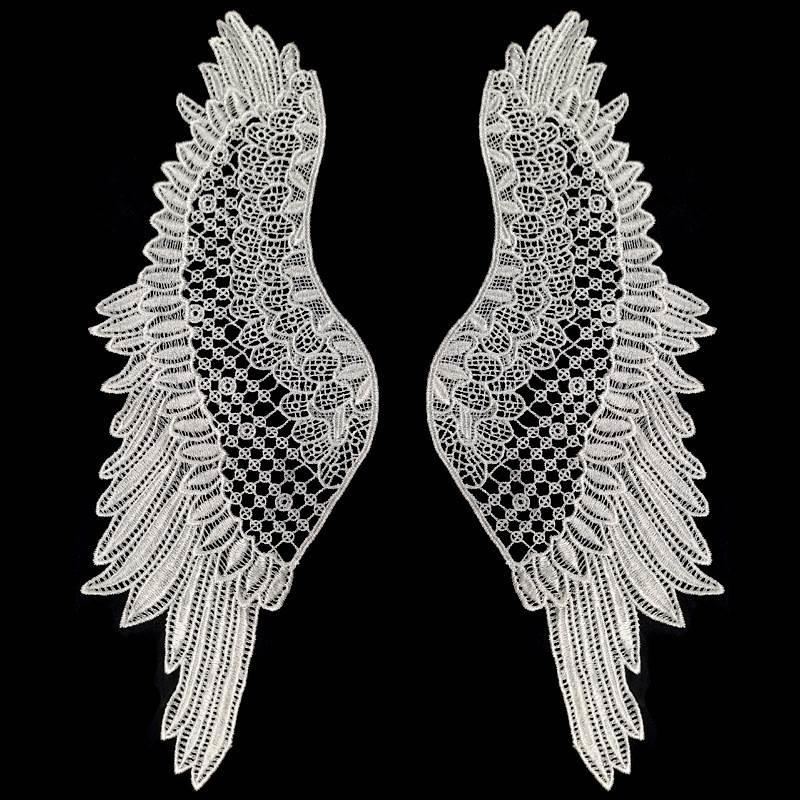 手工镂空涤纶蕾丝翅膀花片对花绣花服装花边辅料刺绣对翅天使之翼