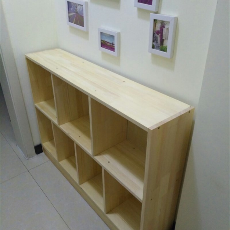 推荐儿童书柜储物柜学生组合柜实木书架松木格子柜置物收纳小柜子
