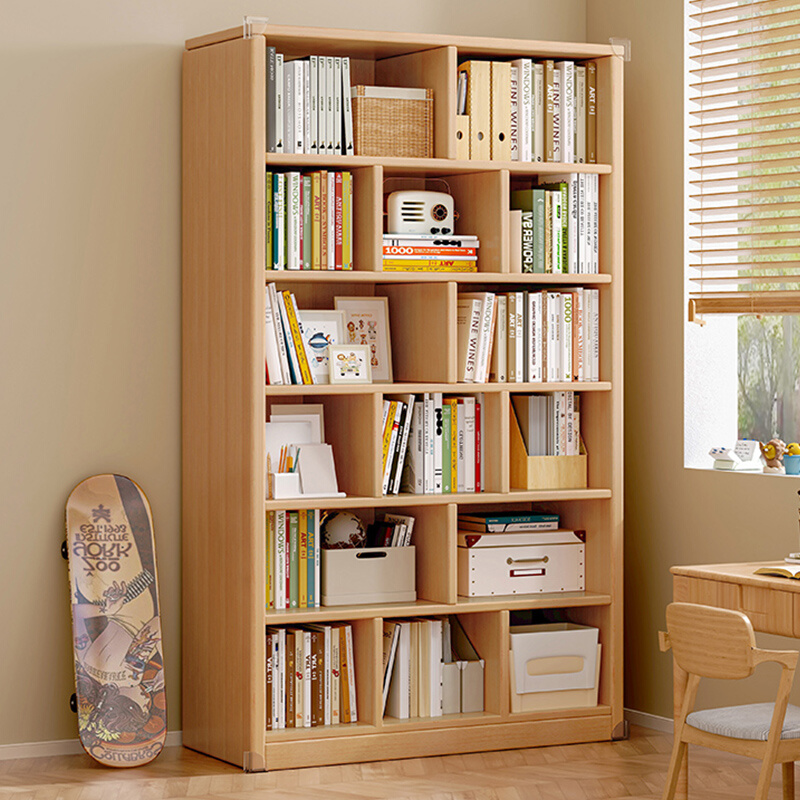 全实木书架落地置物架家用收纳柜多层靠墙柜子储物柜儿童书柜