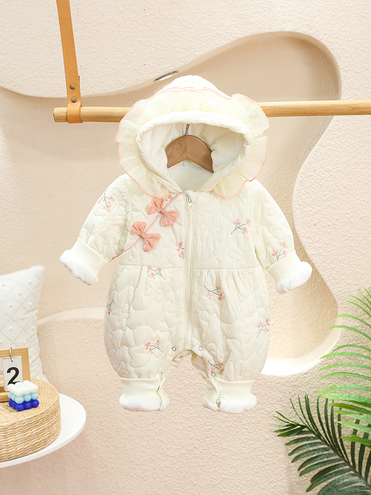 定制婴儿衣服冬款连体衣可爱超萌0一1岁女宝宝洋气冬装加厚秋冬外