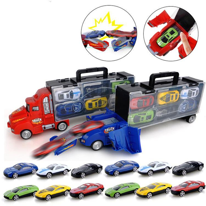 玩具儿童车小收纳汽车6宝宝合金模型电动轨道枪男孩货柜拼装益智