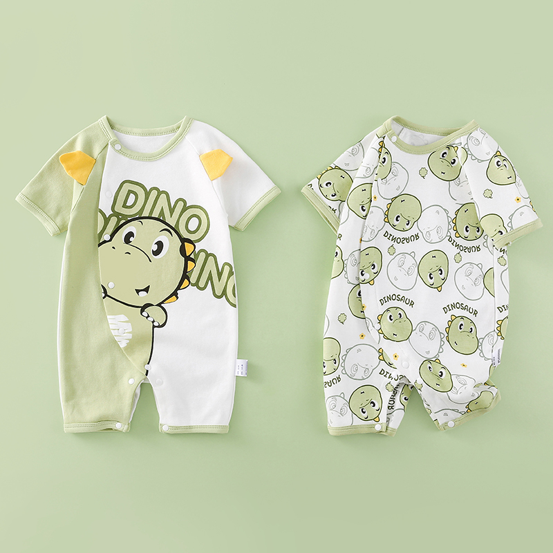 速发2件装 0-18月新生婴儿儿衣服夏季纯棉连体衣宝宝短袖爬服外出