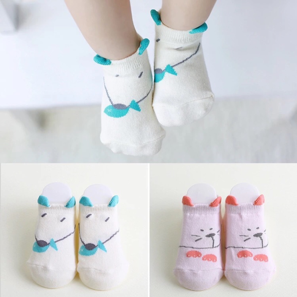 婴儿袜子韩版薄款纯棉宝宝船袜男女小童可爱卡通猫耳朵短袜精品