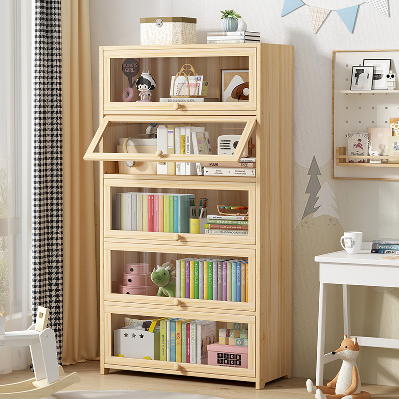 实木书架置物架落地家用书柜子儿童简易靠墙储物柜多层客厅收纳架