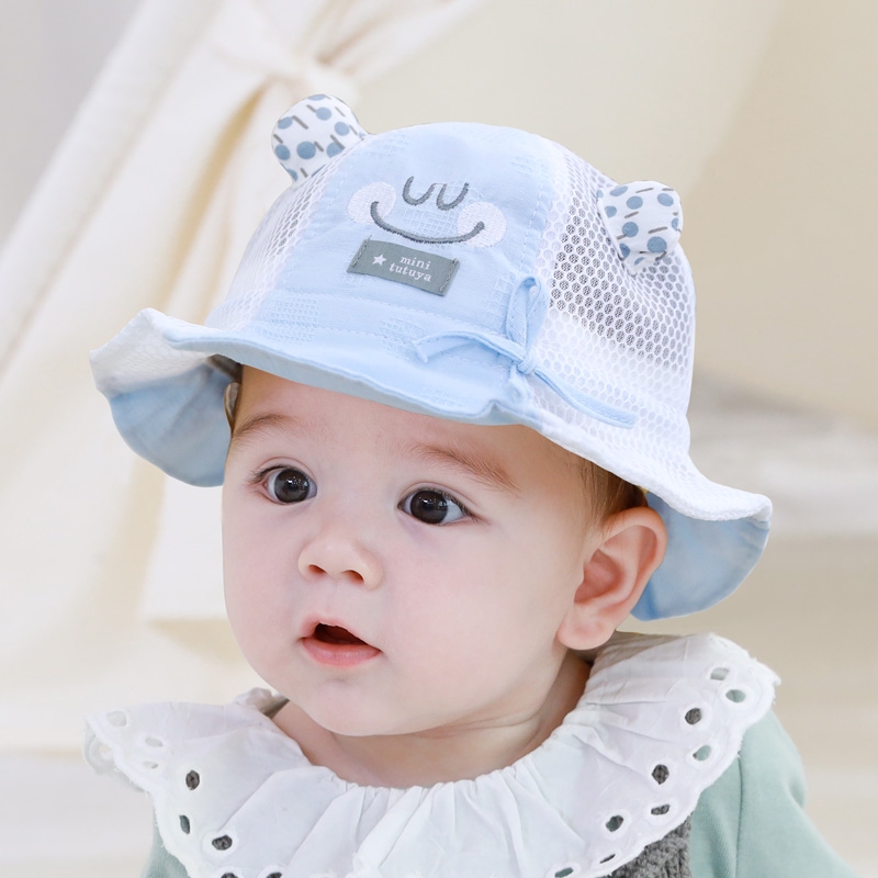 婴儿帽子夏季薄款婴幼儿防晒太阳帽男宝宝渔夫帽儿童遮阳帽凉帽网