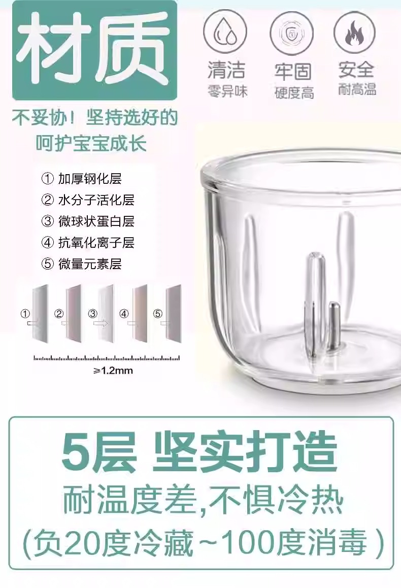 辅食机玻璃杯原装配件0.3升KN-01高硼硅耐高温玻璃碗密封圈