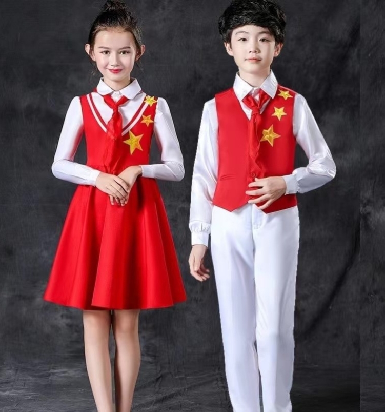 国庆演出服儿童小学生合唱服装红色爱国朗诵比赛女孩男孩表演十一