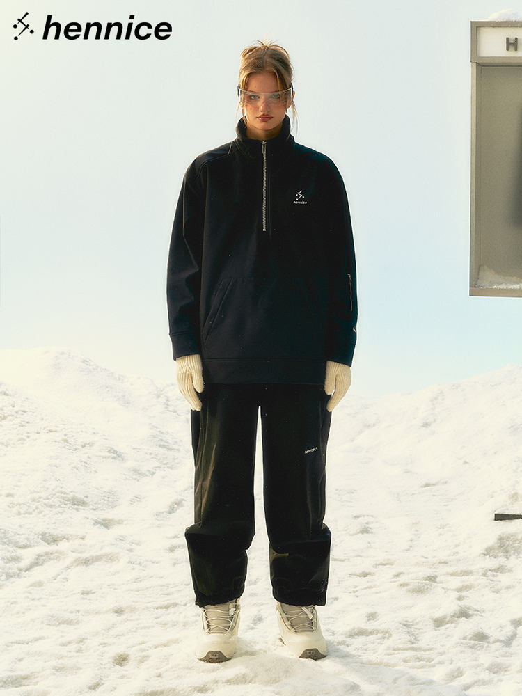 hennice美式滑雪服卫衣套装防风保暖宽松单板双板滑雪情侣男女款