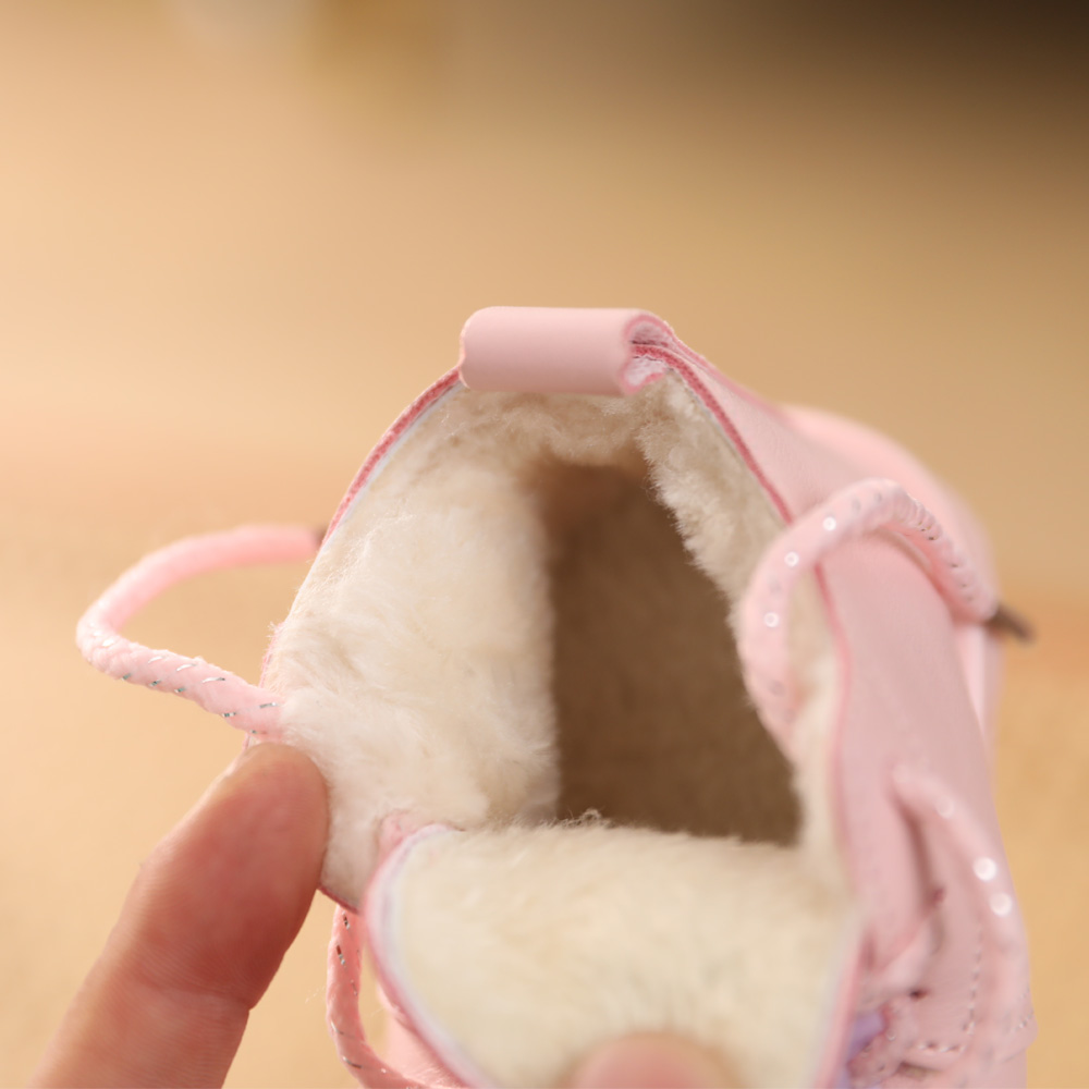秋冬季加绒棉鞋女宝宝学步鞋子0-2岁1男童皮保暖6-18个月婴儿软底