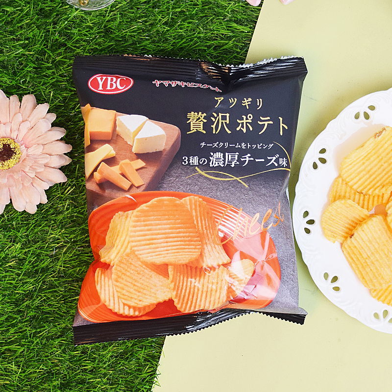 日本进口零食品YBC山崎波浪厚切3种浓厚奶酪芝士味薯片岩盐味膨化