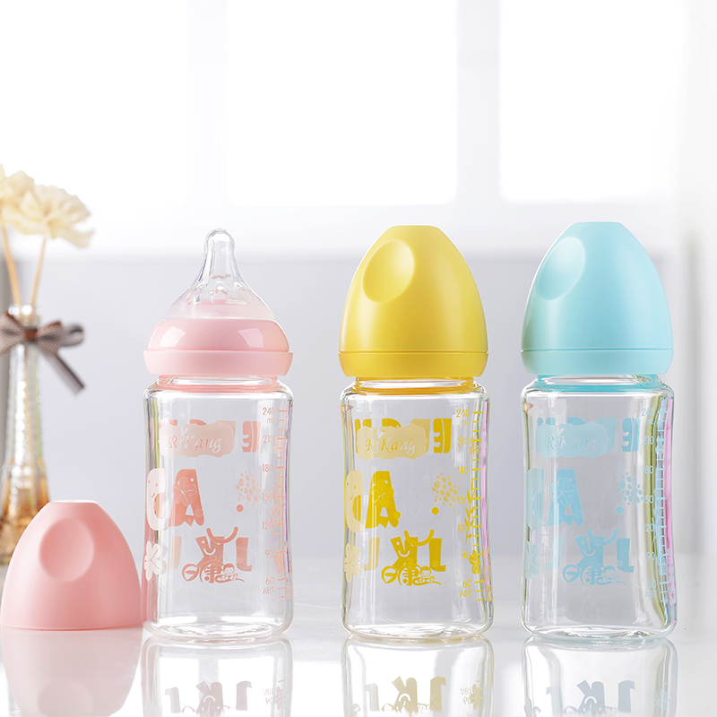 日康新生幼儿宽口径玻璃奶瓶初生婴儿宝宝防胀气奶瓶
