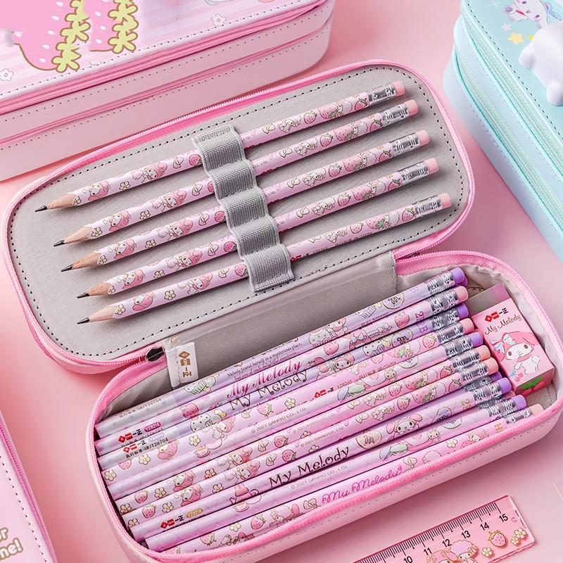 日本双层笔盒小学生文具库洛米铅笔盒女孩大容量减压笔盒耐摔儿童