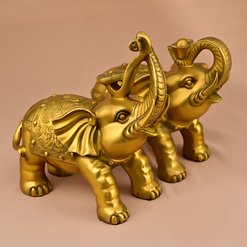 铜大象摆件纯铜元宝如意象吸水象家居办公室桌面礼品大号吉祥福象