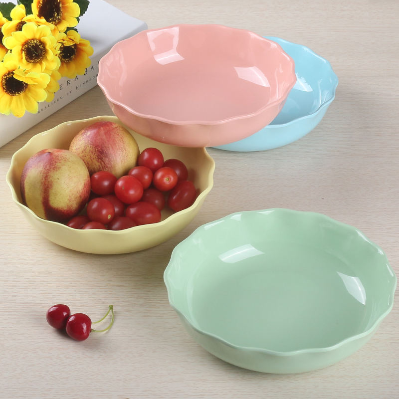 果盘家用 密胺塑料 水果盘子时尚创意 现代客厅 零食盘 欧式 彩色