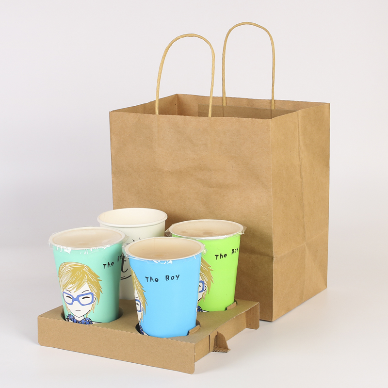 牛皮纸袋奶茶打包袋礼品外卖手提袋现货咖啡面包打包袋子定做logo