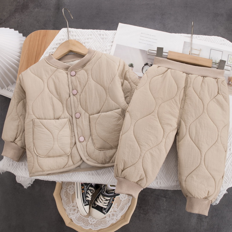 儿童棉衣男童轻薄棉服套装小童洋气外穿两件套婴儿冬季保暖秋冬潮