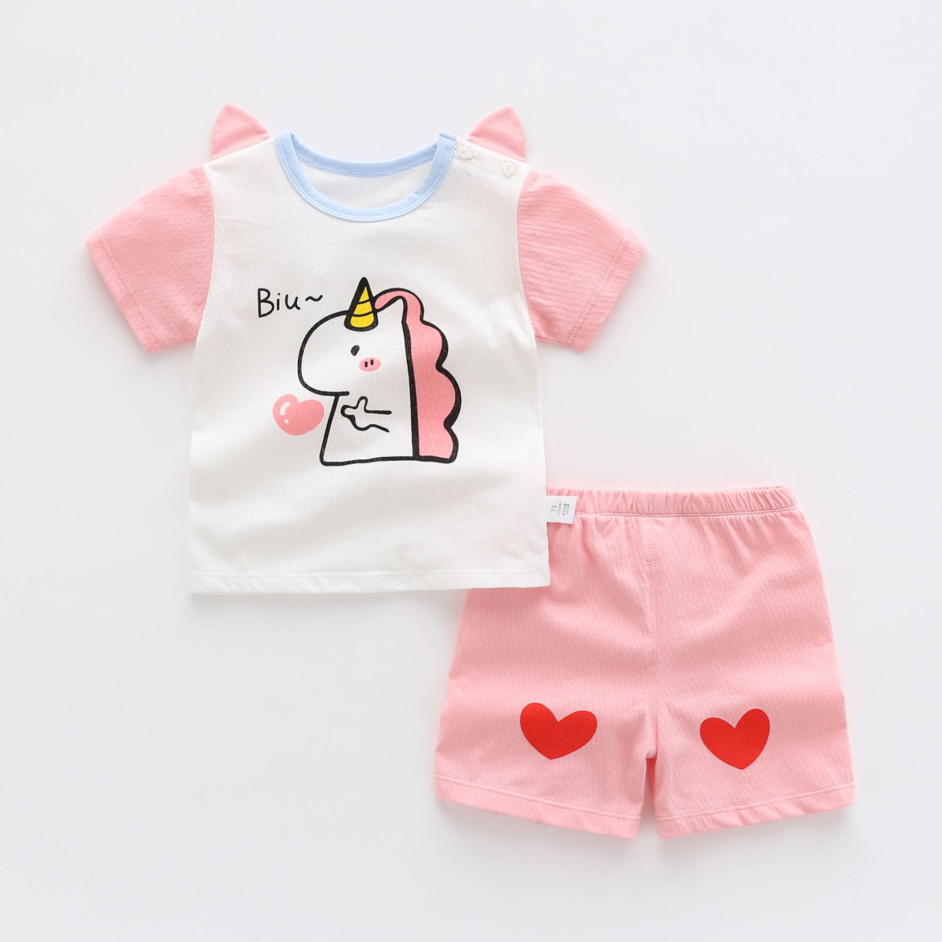 宝宝衣服纯棉夏季女婴儿运动套装薄款时髦短袖小童1岁3男韩版短裤