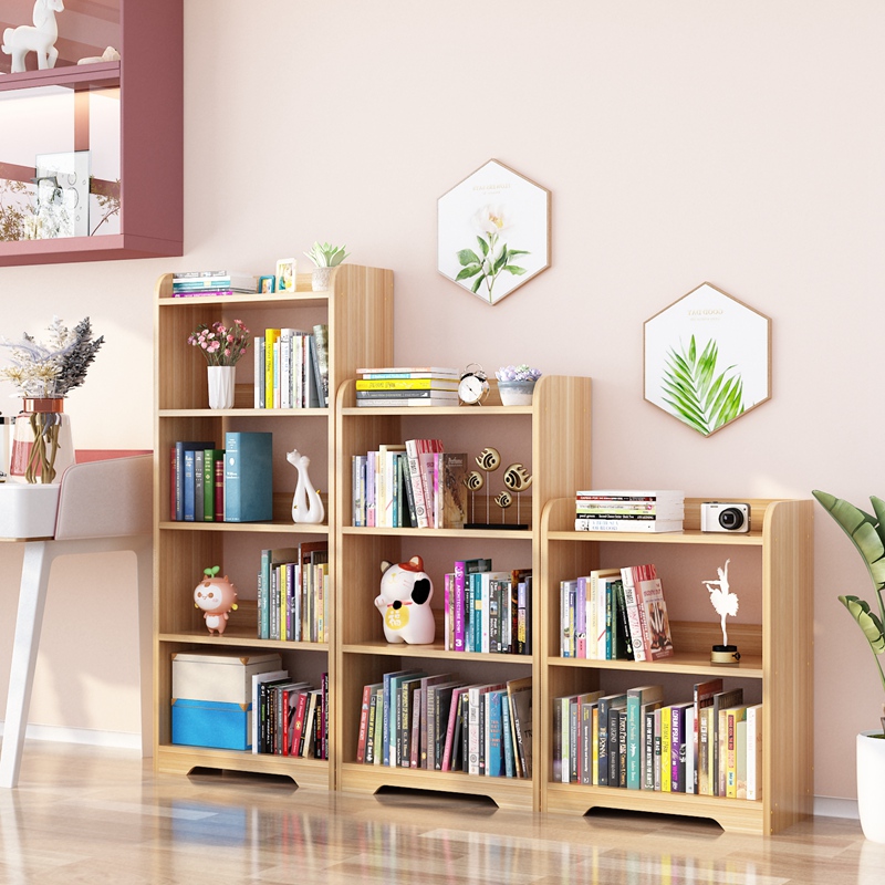 简易儿童书架落地置物架一体靠墙书柜子客厅书桌旁格子储物窄柜