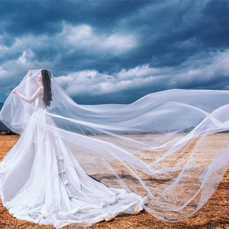 包邮新娘10米超长头纱飘纱影楼婚纱摄影拍照海滩外景道具结婚头纱