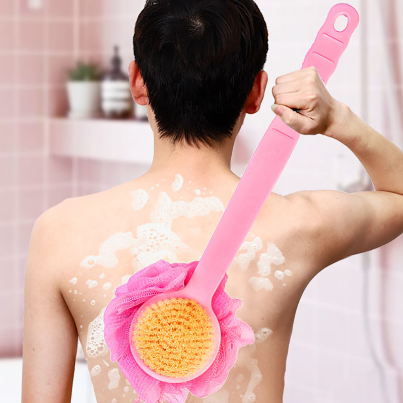 韩式双面洗澡搓背沐浴刷子后背带浴花球长柄搓泥软毛大号搓澡神器