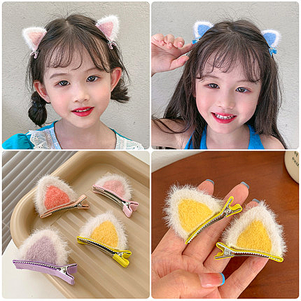 韩国可爱猫耳朵发夹儿童发饰冬季发饰公主夹子小女孩女童宝宝发卡