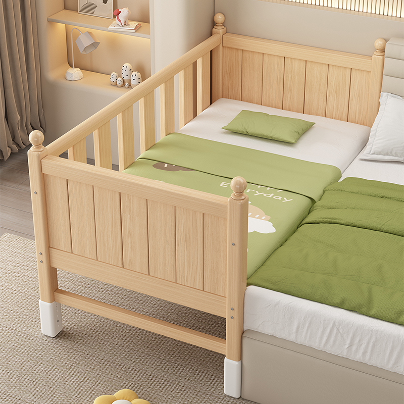 儿童床拼接床可调节高度拼接大床定制加宽床实木婴儿床带护栏小床