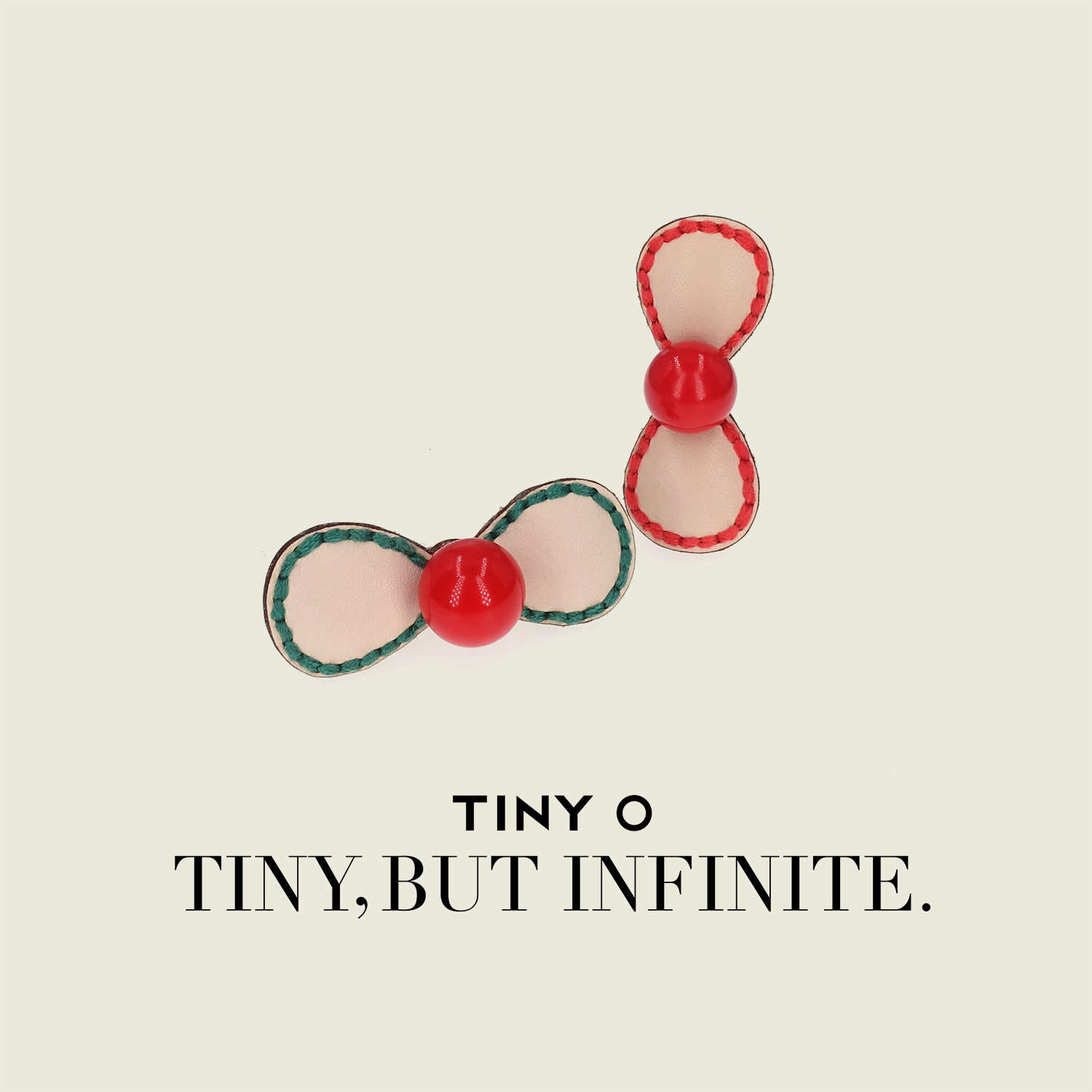 TINY O原创 小红球系列手缝牛皮质感蝴蝶结发卡小众高级儿童发饰