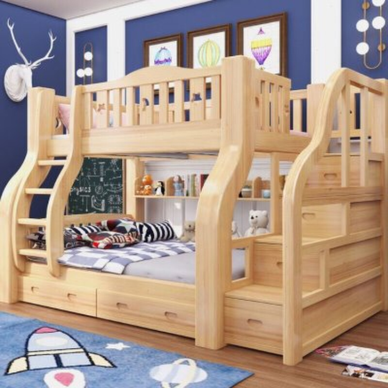 1米8的上下床定制高低床全实木儿童床加粗双层床上下铺成人两层床