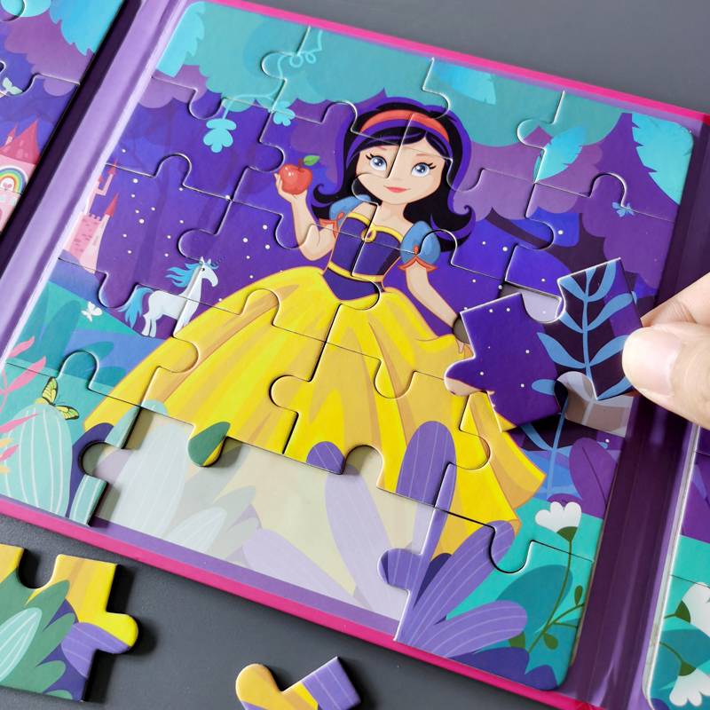 公主磁力拼图3到6岁儿童益智进阶磁性贴女孩平板早教卡通拼装玩具