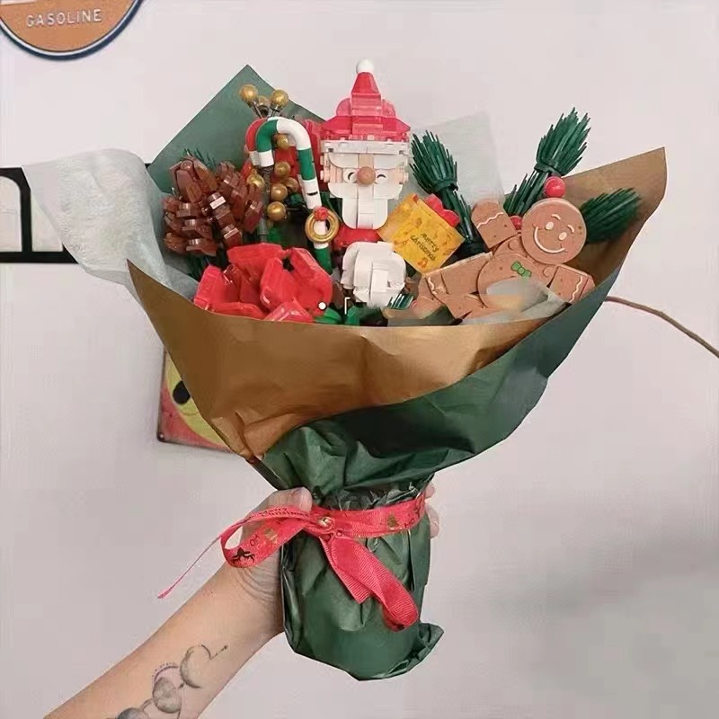 森宝积木圣诞节系列花束树拼插音乐盒柿柿如意玩具礼物圣诞老人