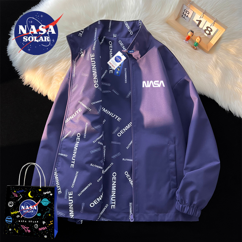 茂苍服装NASA SOLAR双面穿外套男春秋季青少年潮牌宽松情侣款印花