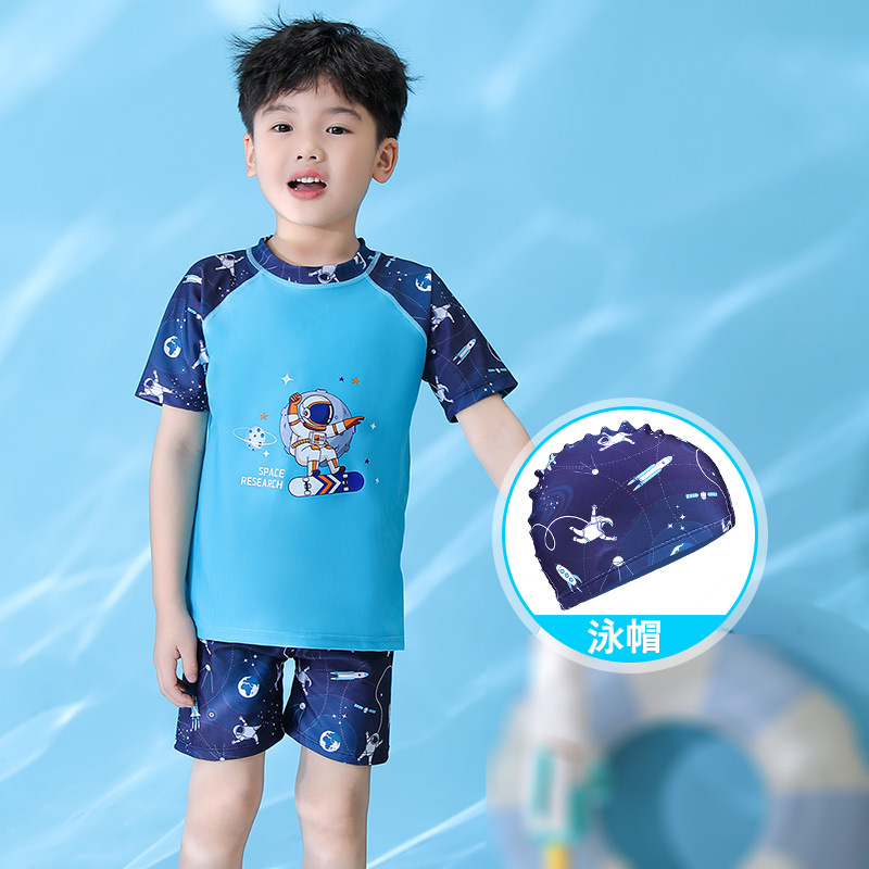 儿童游泳装备全套新款泳衣男童小中大童分体衣宝宝防晒泳裤套装