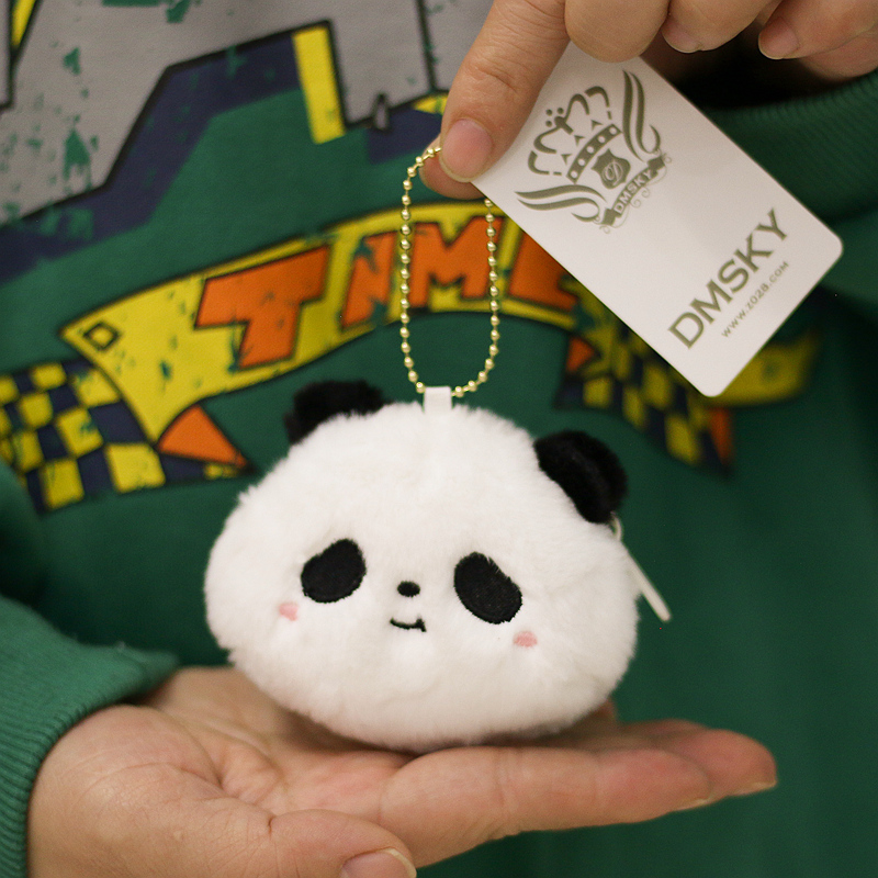 正版熊猫头小挂件毛绒玩具成都基地同款萌背包挂饰零钱包公仔玩偶