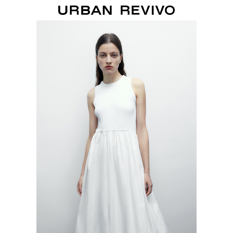 UR新款女装纯欲少女坑纹叠层针织连衣裙UWU932035