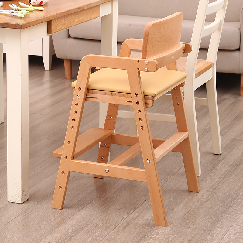 日式儿童实木学习椅可升降座椅餐椅多功能写字椅耐用宝宝餐椅肥